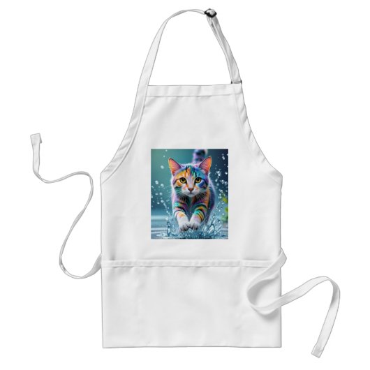 Tablier Chat coloré, éclaboussure, peinture, classement de (Devant)