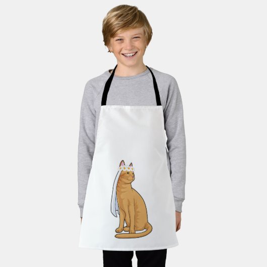 Tablier Chat comme mariée avec voile (Porté)