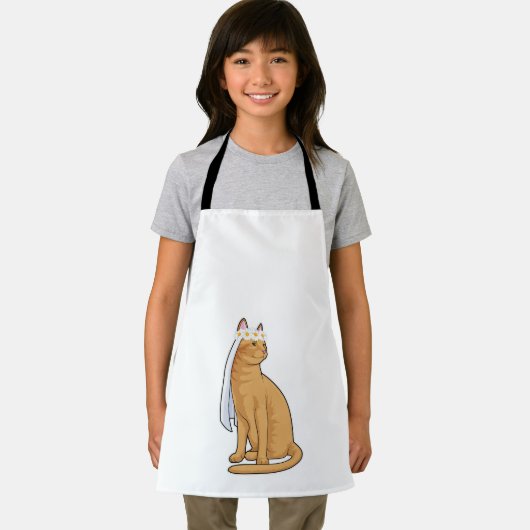 Tablier Chat comme mariée avec voile (Insitu)