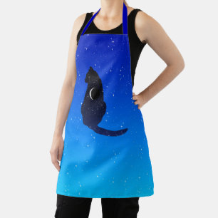 Tablier Chat cosmique dans un motif d'étoiles et de croiss