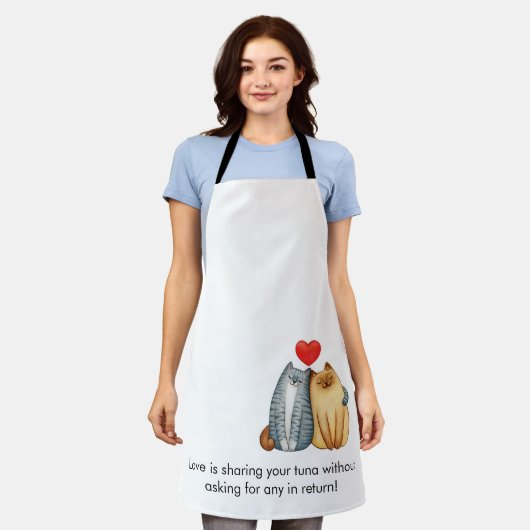 Tablier Chat Couple Amateurs Cute Funny Heureuse Sainte-Va (Porté)