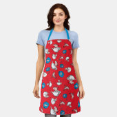 Tablier Chat Dans Le Casquette | Le Motif rouge poisson (Porté)