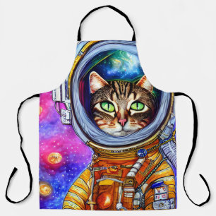 Tablier Chat d'astronaute drôle