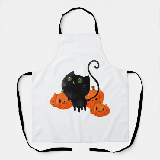 Tablier Chat de Halloween noir Kitty (Recto)