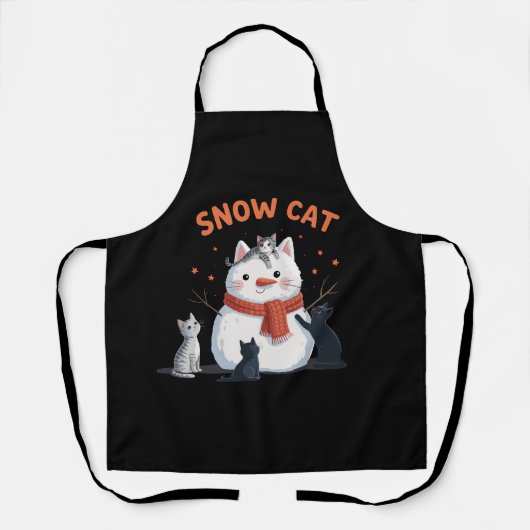 Tablier Chat de neige Noël Chats Lover Cadeau Vacances hiv (Recto)