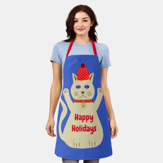 Tablier Chat de Noël Mignon Personnalisé (Porté)