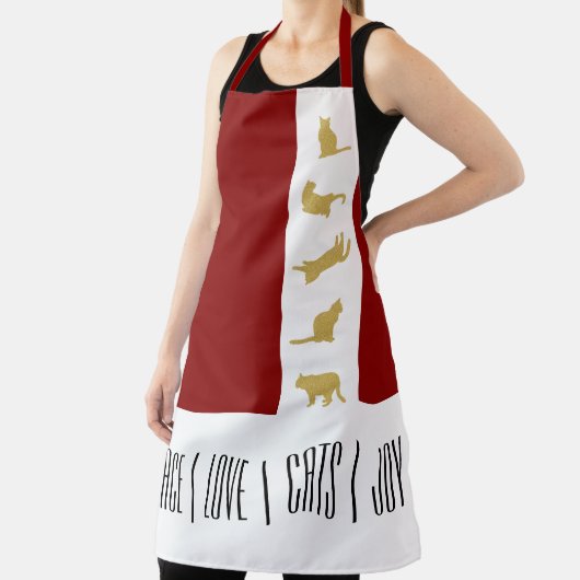Tablier Chat de Noël Rouge Blanc Or (Insitu)