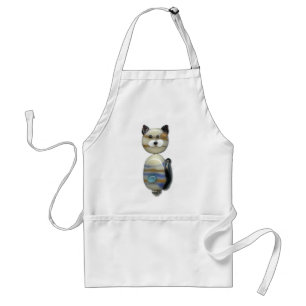 Tablier Chat de perle en verre de brun bleu