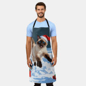 Tablier Chat de Siamese coule en neige avec Casquette de N (Porté)