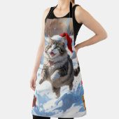 Tablier Chat de Sibérie courant dans la neige avec Casquet (Insitu)