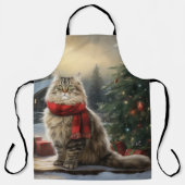 Tablier Chat de Sibérie en Noël de Neige (Recto)