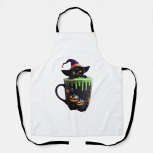 Tablier Chat de sorcière Halloween Mug de café - Chat noir