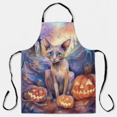 Tablier Chat d'Halloween Abyssinian avec la peur Citrouill (Recto)