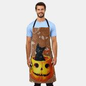 Tablier Chat d'Halloween en Citrouille (Porté)