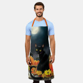 Tablier Chat d'Halloween noir (Porté)