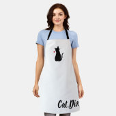 Tablier Chat Diva Noir Silhouette Rouge Rose Animaux Amusa (Porté)