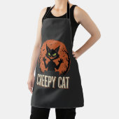 Tablier Chat effrayant Halloween Graphique de lune vintage (Insitu)