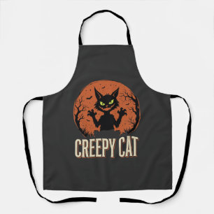 Tablier Chat effrayant Halloween Graphique de lune vintage