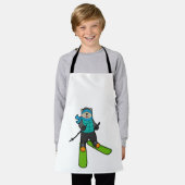 Tablier Chat en Skier avec Ski (Porté)