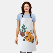 Tablier Chat et le plante (Porté)