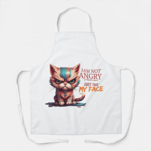 Tablier Chat Grumpy Drôle "Je Ne Suis Pas En Colère, C'est