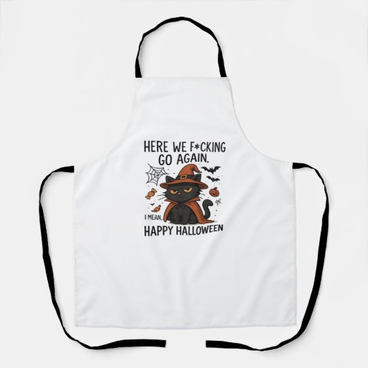 Tablier Chat Grumpy Halloween T-shirt classique (Recto)
