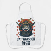 Tablier Chat Guerrier Samurai - Fierce Chat Japonais en Ar (Recto)