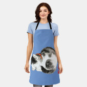 Tablier Chat japonais couché noir et blanc (Porté)