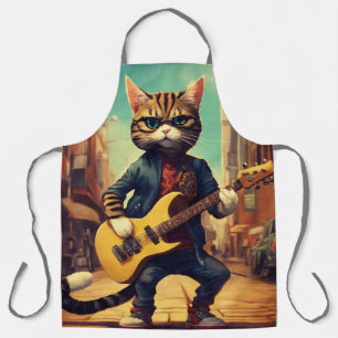 TABLIER CHAT JOUER GUITAR FUNNY CUISINE APRONS