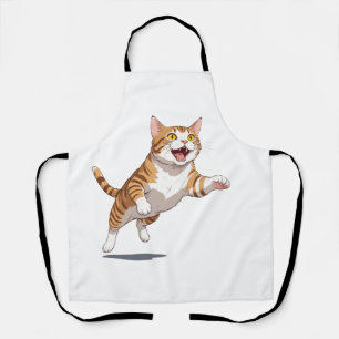 Tablier Chat Joyeux Jouer Fun Jumping Dans L'Air Joyeux