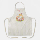 Tablier Chat Kitty avec tulipes Aquarelle personnalisée (Recto)