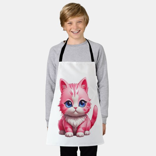 Tablier Chat Kitty Rose Cute (Porté)