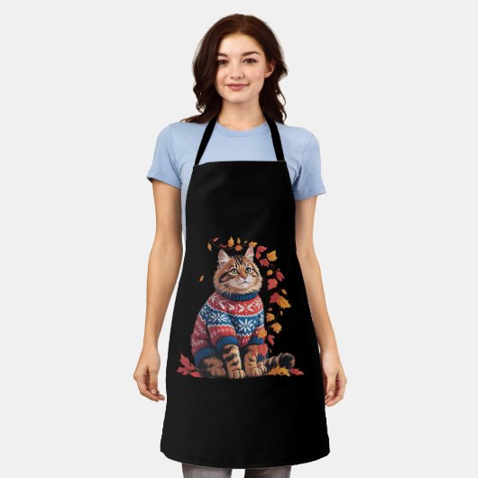 Tablier Chat Leaf Automne Bonjour Automne Funny Chat Kitte (Porté)