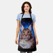 Tablier Chat Maine Coon Fond Bleu Étoiles (Porté)