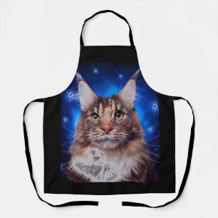 Tablier Chat Maine Coon Fond Bleu Étoiles