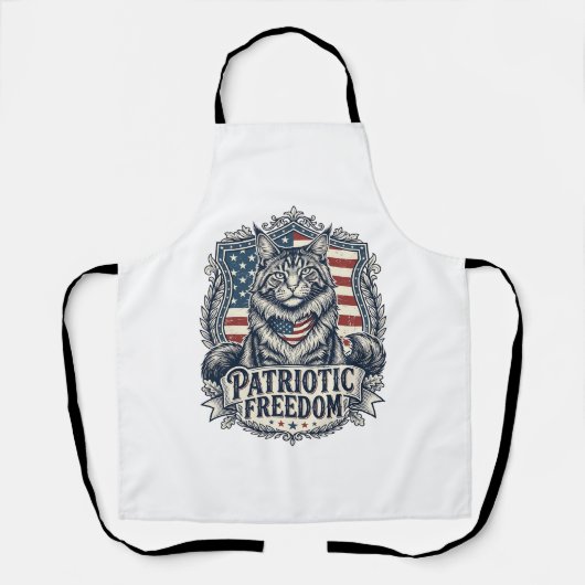 Tablier Chat Maine Coon Patriotique (Recto)