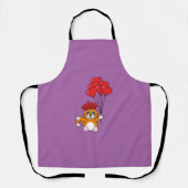 Tablier Chat mignon avec Ballons de Coeur Rouge (Recto)