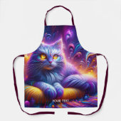 Tablier Chat mignon bleu violet Imaginaire (Recto)