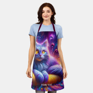 Tablier Chat mignon bleu violet Imaginaire