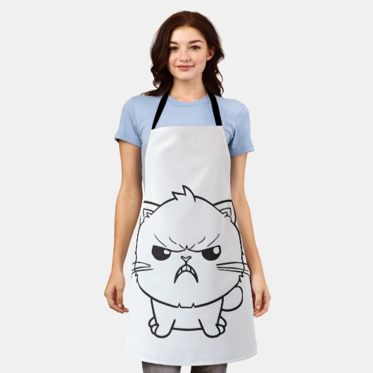 Tablier Chat mignon en colère qui baisait. (Porté)