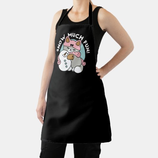 Tablier Chat mignon en Engin à neige avec Art Snowman (Insitu)