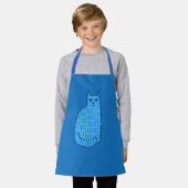 Tablier Chat moderne du milieu du siècle, Cobalt et Bleu c (Porté)