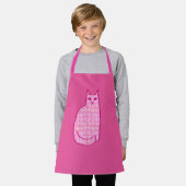 Tablier Chat moderne du milieu du siècle, Fuchsia et rose  (Porté)