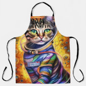 Tablier Chat néon futuriste (Recto)