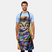 Tablier Chat néon futuriste (Porté)