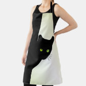 Tablier Chat noir à oreille verte (Insitu)