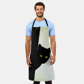 Tablier Chat noir à oreille verte (Porté)