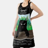 Tablier Chat noir accroché à la clôture, Thème Affaires, G (Insitu)