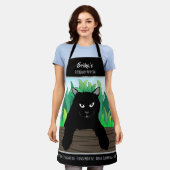 Tablier Chat noir accroché à la clôture, Thème Entreprise, (Porté)