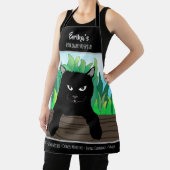 Tablier Chat noir accroché à la clôture, Thème Entreprise, (Insitu)